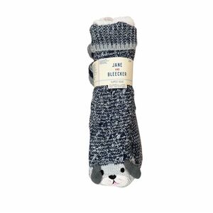 Jane and Bleecker Navy and Gray Marled Slipper Socks